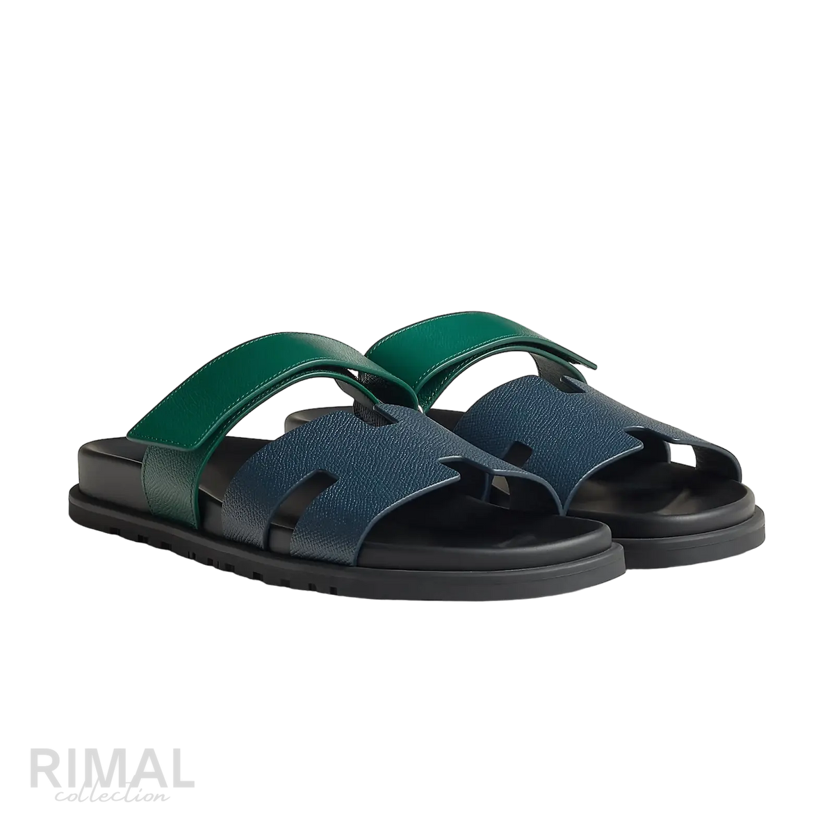 Hermès Chypre Sandals – Bleu Céleste / Vert Oyat - View 1