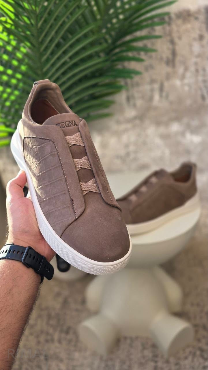 Zegna Triple Stitch Sneakers – Taupe Brown - View 5