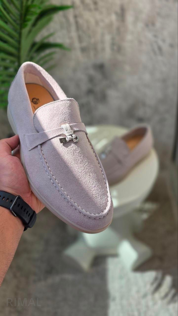 Loro Piana Summer Charms Walk Suede Loafers – Pale Lilac - View 1