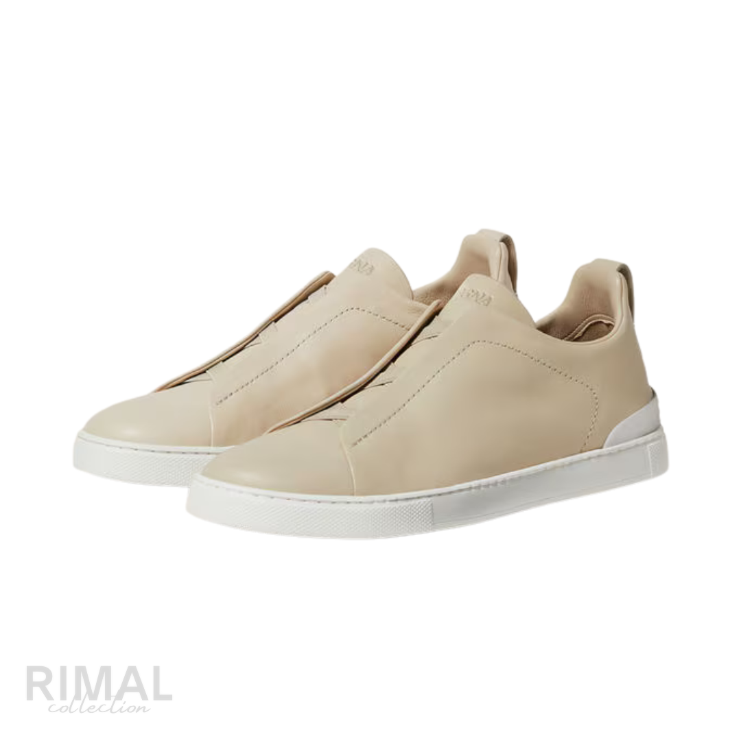 Zegna Triple Stitch SECONDSKIN Sneakers – Light Beige - View 2