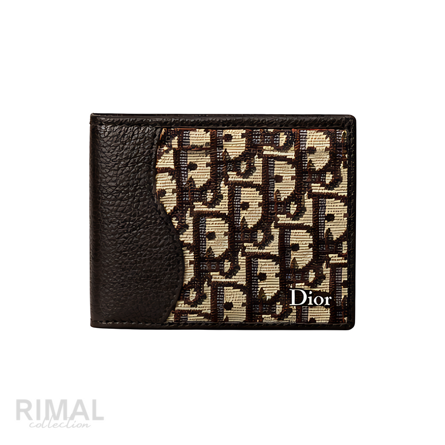 Dior Beige Black Oblique Jacquard Wallet