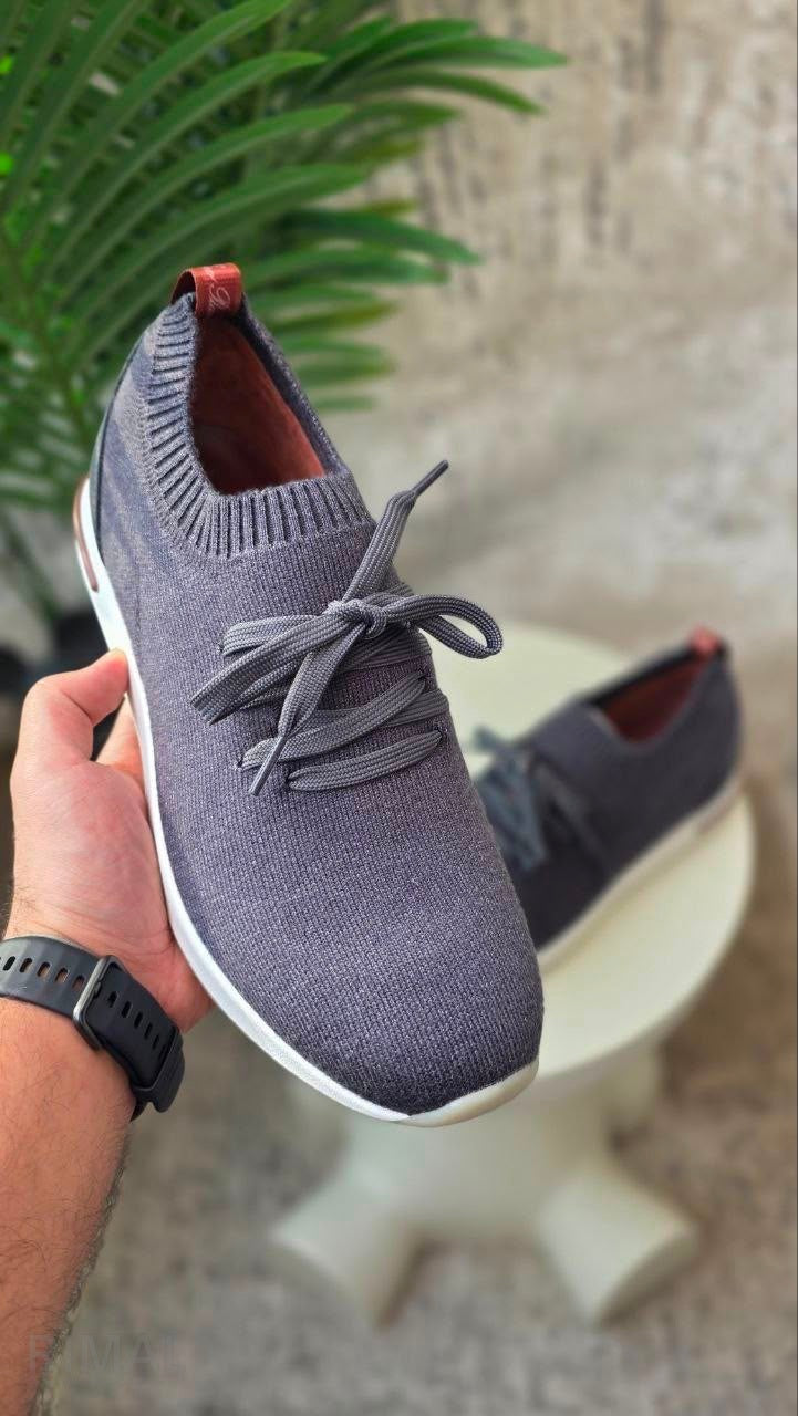 Men’s Charcoal-Grey Sock-Knit Sneakers - View 4