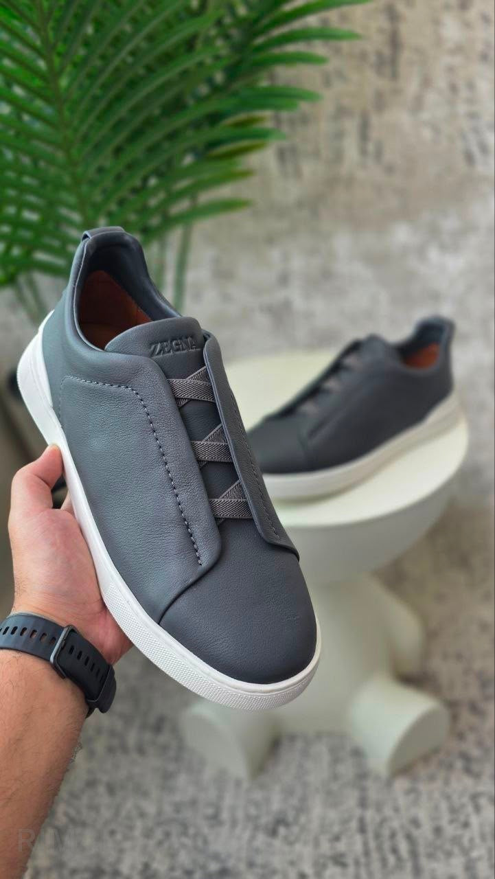 Zegna Triple Stitch SECONDSKIN Sneakers – Dark Grey - View 5