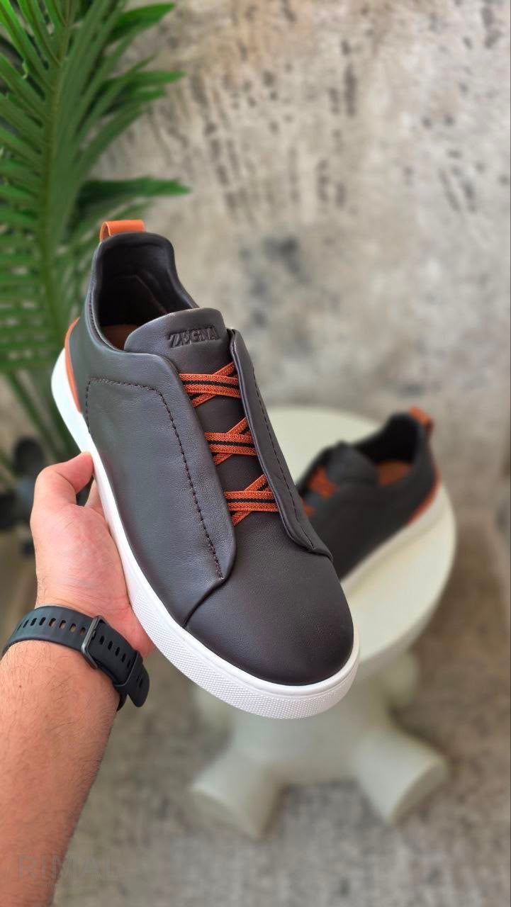 ZEGNA Brown #UseTheExisting Triple Stitch Sneakers