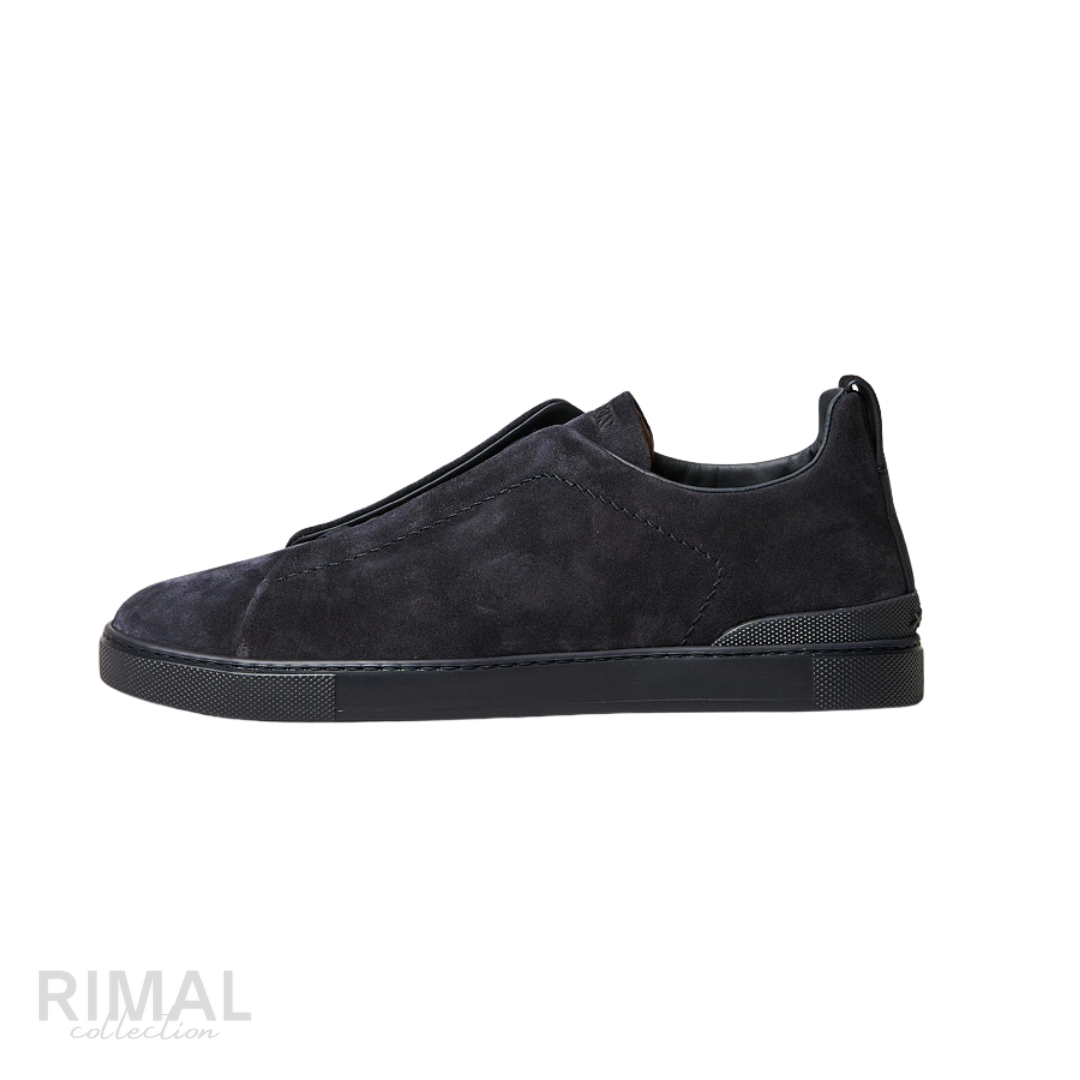 Zegna Triple Stitch Sneakers – Full Navy Suede - View 1
