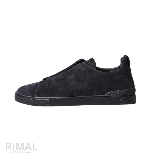Zegna Triple Stitch Sneakers – Full Navy Suede - View 1