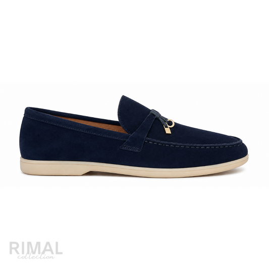Loro Piana Summer Walk Suede Loafers – Navy Blue - View 1