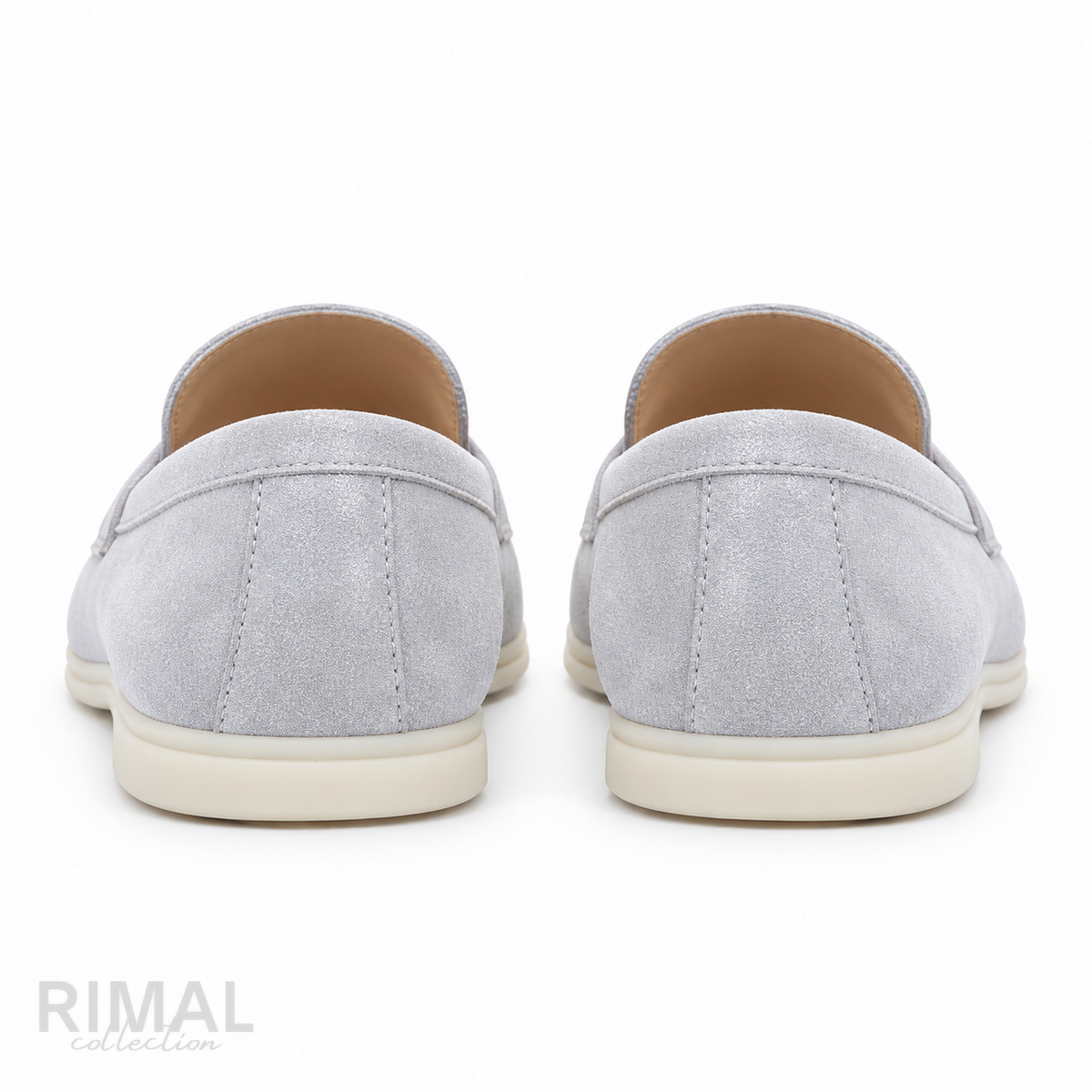 Loro Piana Summer Charms Walk Suede Loafers – Silver Grey - View 1