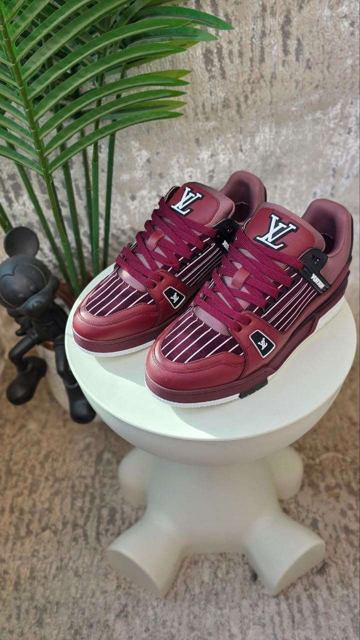 Louis Vuitton LV Trainer Sneakers – Bordeaux Red - View 4