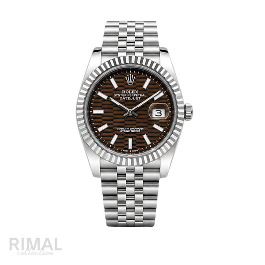 Rolex Datejust Brown Waffle Dial Silver Watch - image 1