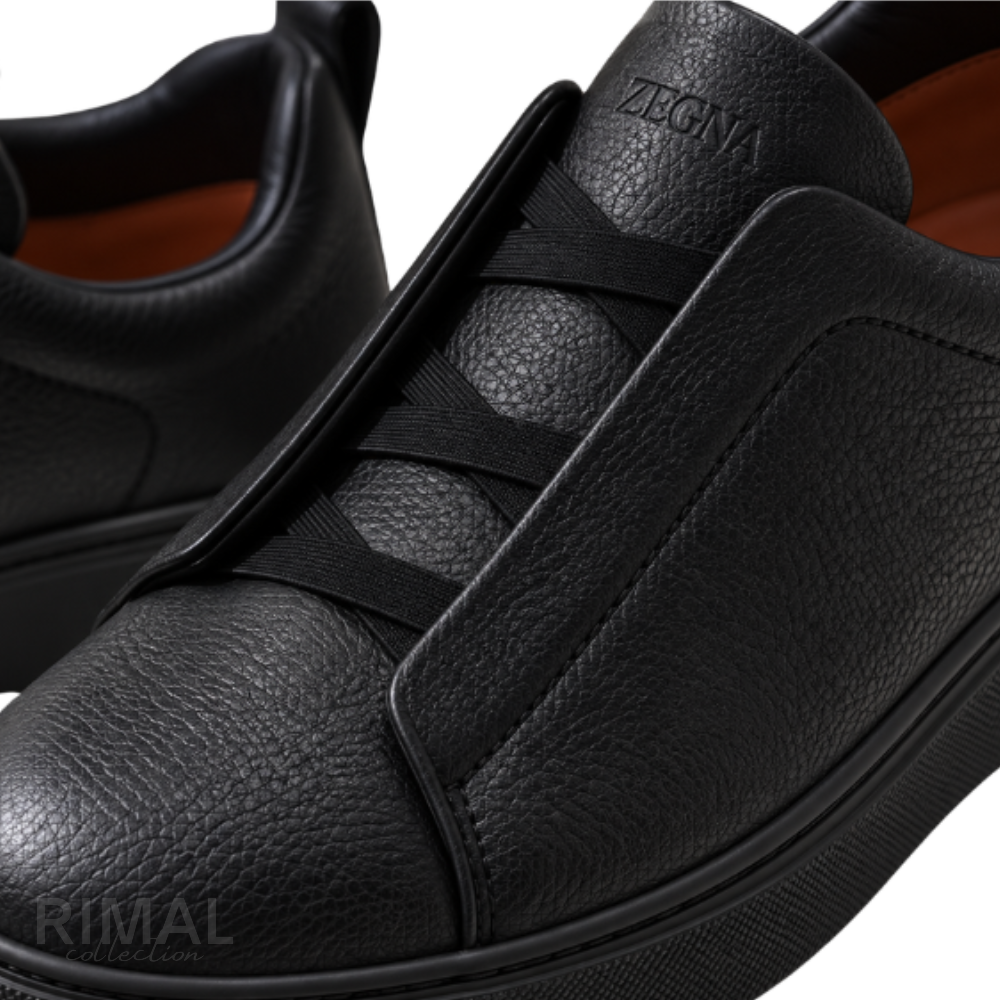 Zegna Triple Stitch Sneakers – Full Black - View 4