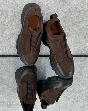 Zegna Beige Canvas Slip-On Sneakers