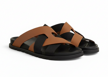 Hermès Kazimir Natural & Black Sandal | Men